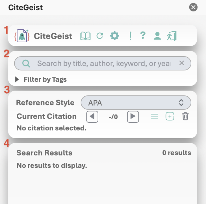 CiteGeist Word interface overview